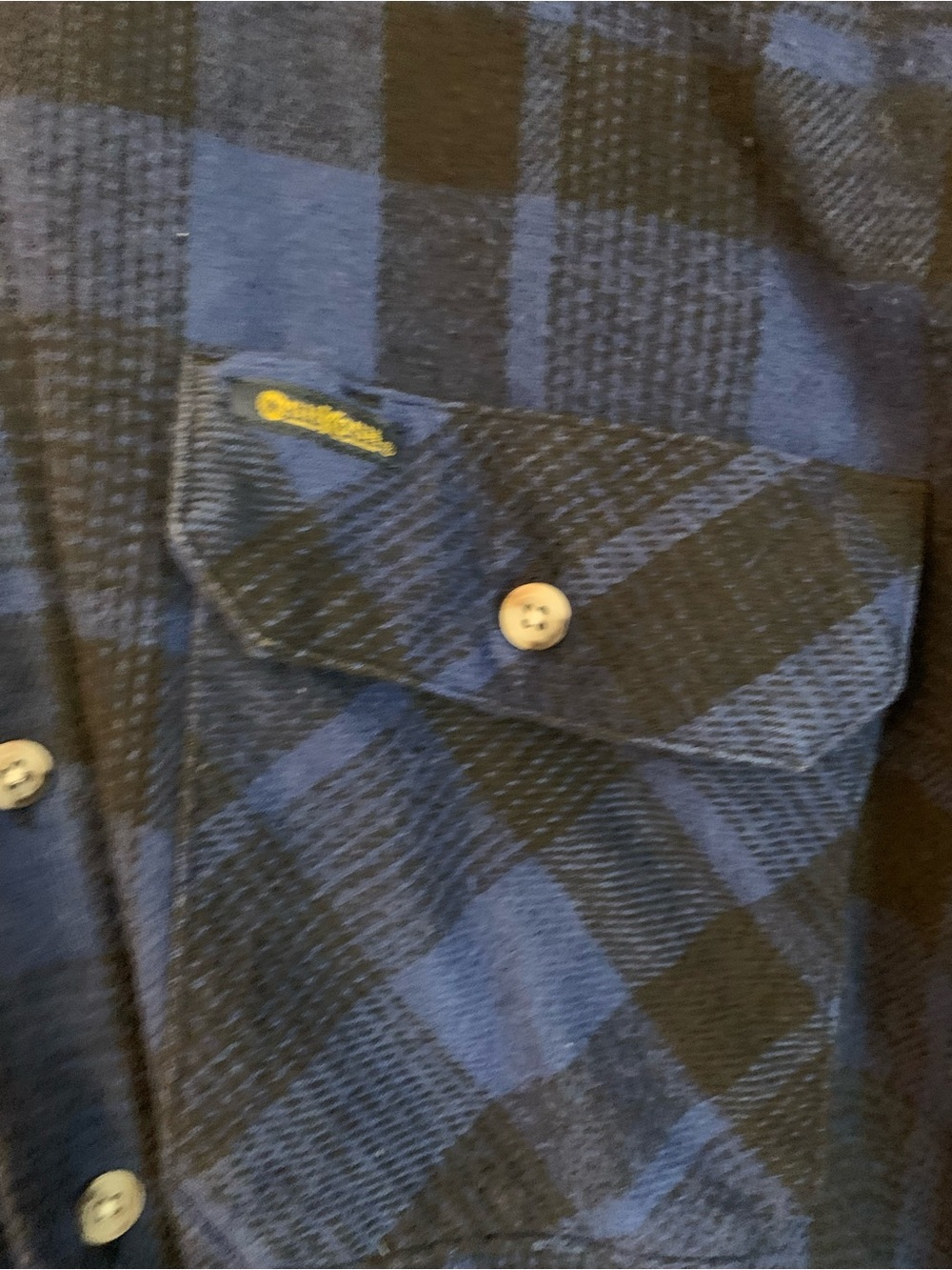 Vintage OshKosh Flannel Shirt Mens Blue Black Plaid Button Up 90s Heavyweight - Picture 6 of 6